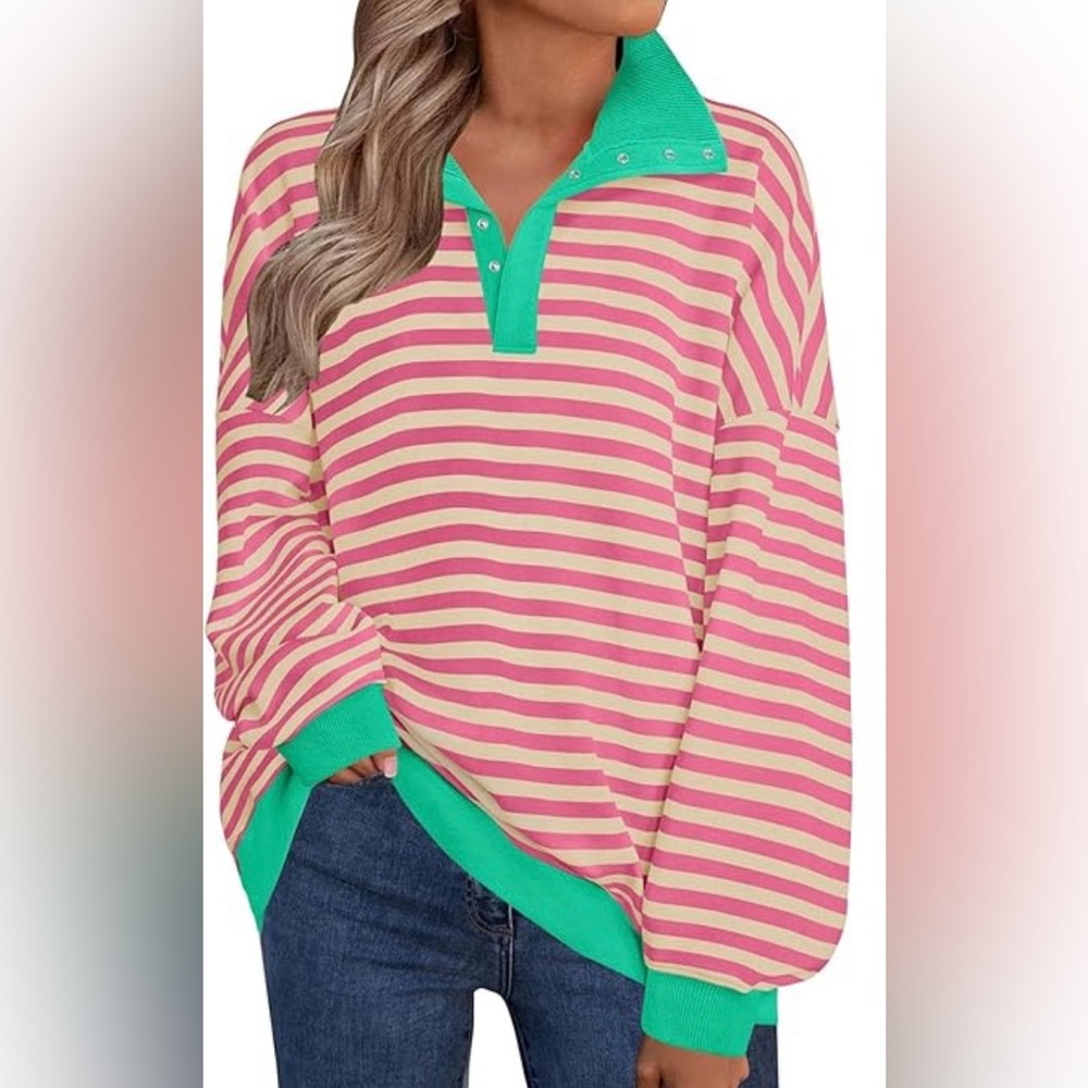 Striped Pink and Cream Women's Top